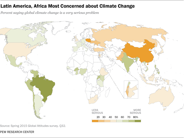 Латинская Америка и Африка больше всего обеспокоены изменением климата