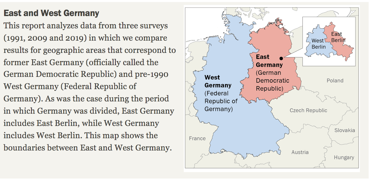 A map of East and West Germany