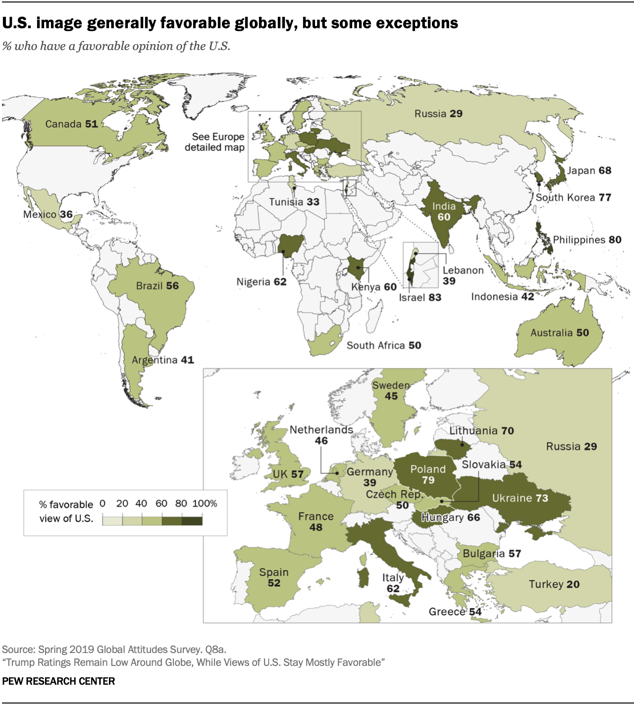 U.S. image generally favorable globally, but some exceptions