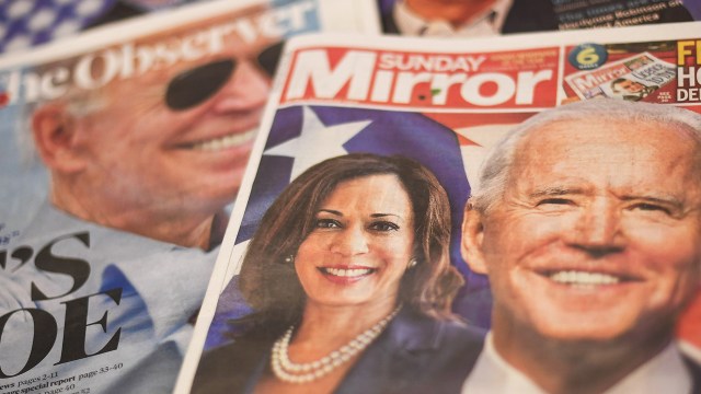 Newspapers in London on Nov. 8, 2020, a day after several major media organizations declared Joe Biden the winner in the U.S. presidential election. (Peter Summers/Getty Images)