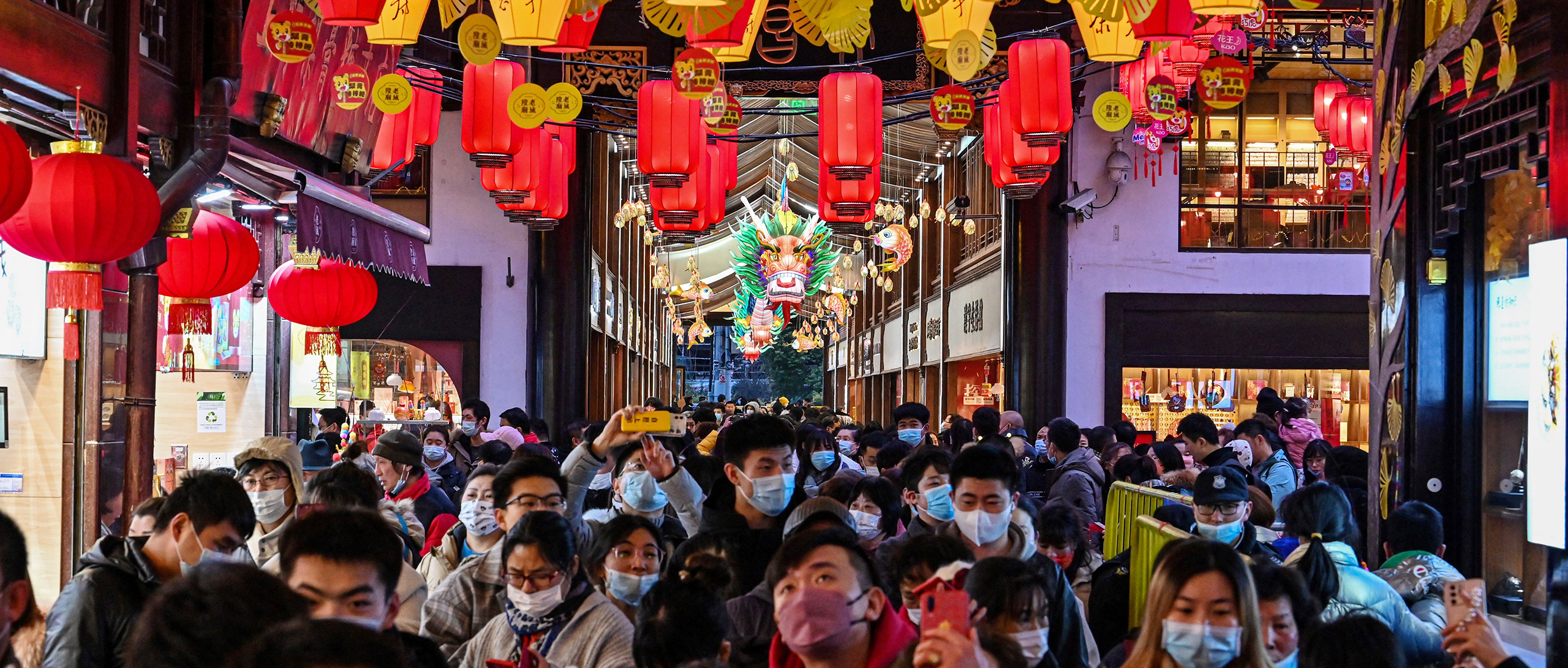 Photo showing people visit the Yu Garden in Shanghai during the celebration of the Lantern Festival marking the end of Lunar New Year celebrations on Feb. 15. (Hector Retamal/AFP via Getty Images)