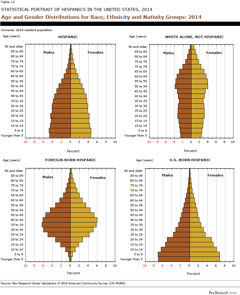 Age and Gender Distributions for Race, Ethnicity and Nativity Groups: 2014