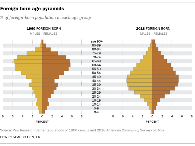 Foreign born age pyramids