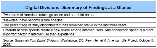 Digital Divisions: Summary of Findings at a Glance