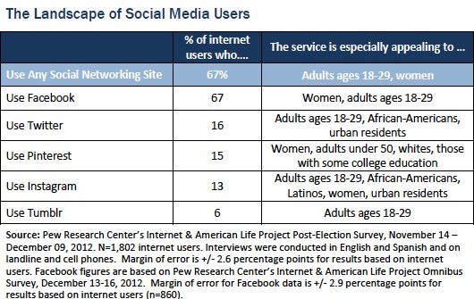 The landscape of social media users