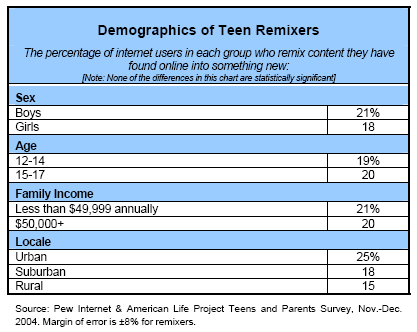 Demographics of Teen Remixers