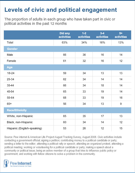 Civic engagement by demographic groups