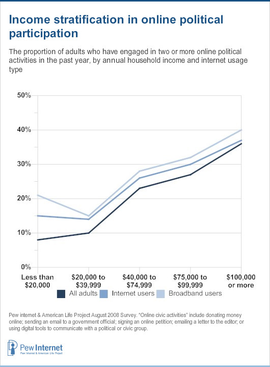 Online participation by income