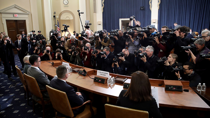 A photo of former State Department special envoy to Ukraine Kurt Volker waiting to testify before the House Intelligence Committee in November 2019.