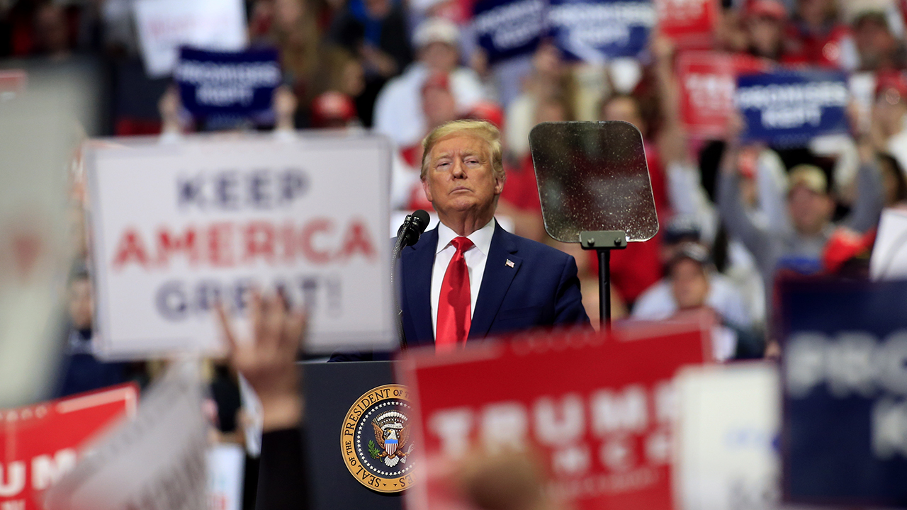 President Trump speaks to supporters during a rally on March 2 in Charlotte, North Carolina. (Brian Blanco/Getty Images)