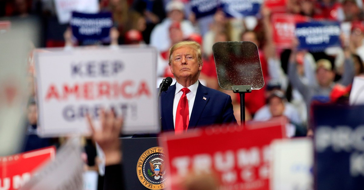 President Trump speaks to supporters during a rally on March 2 in Charlotte, North Carolina. (Brian Blanco/Getty Images)