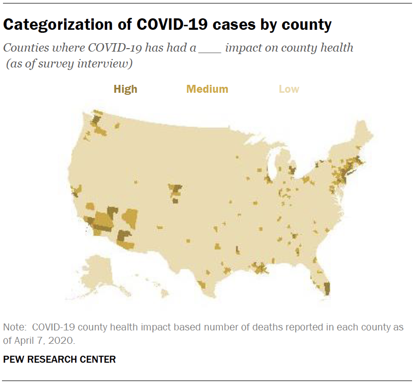 Categorization of COVID-19 cases by county
