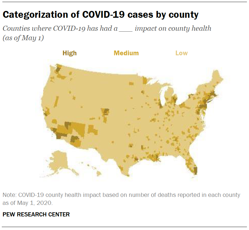 Categorization of COVID-19 cases by county