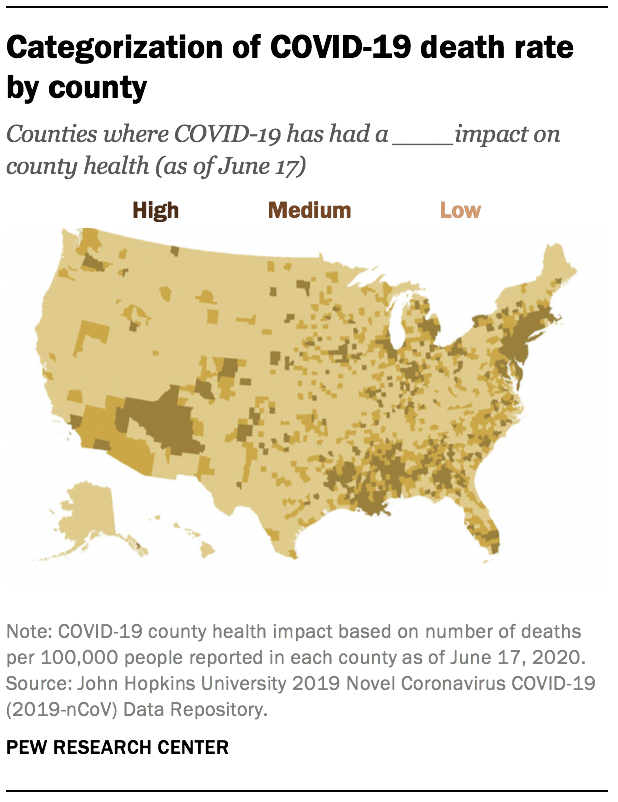 Categorization of COVID-19 death rate by county 