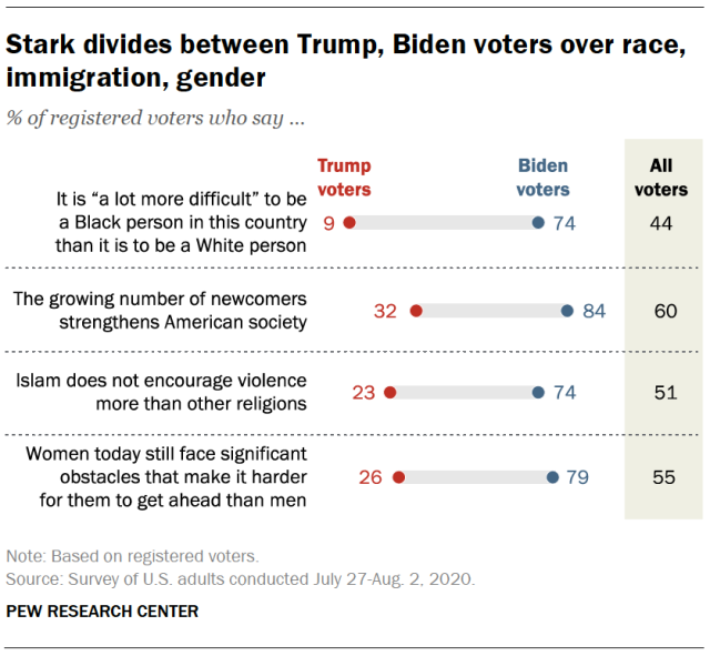 Pew Research Center:Voters’ Attitudes About Race and Gender Are Even More Divided Than in 2016