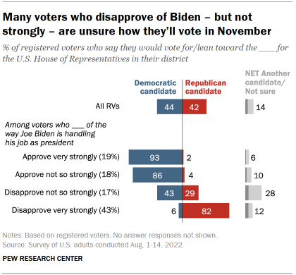 Chart shows many voters who disapprove of Biden – but not strongly – are unsure how they’ll vote in November