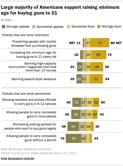 Chart shows large majority of Americans support raising minimum age for buying guns to 21