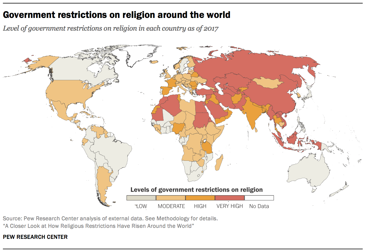 Government restrictions on religion around the world