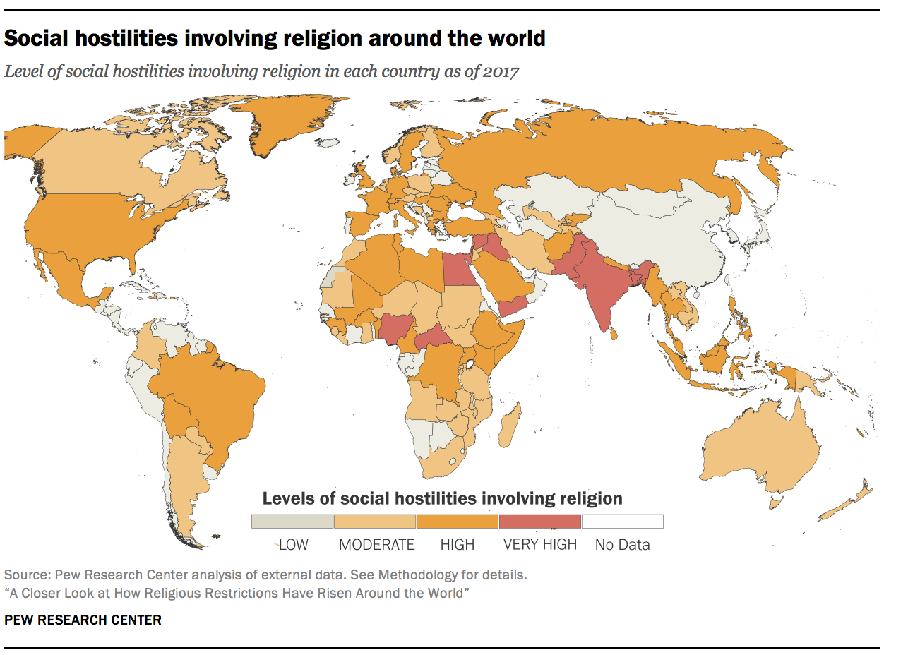Social hostilities involving religion around the world