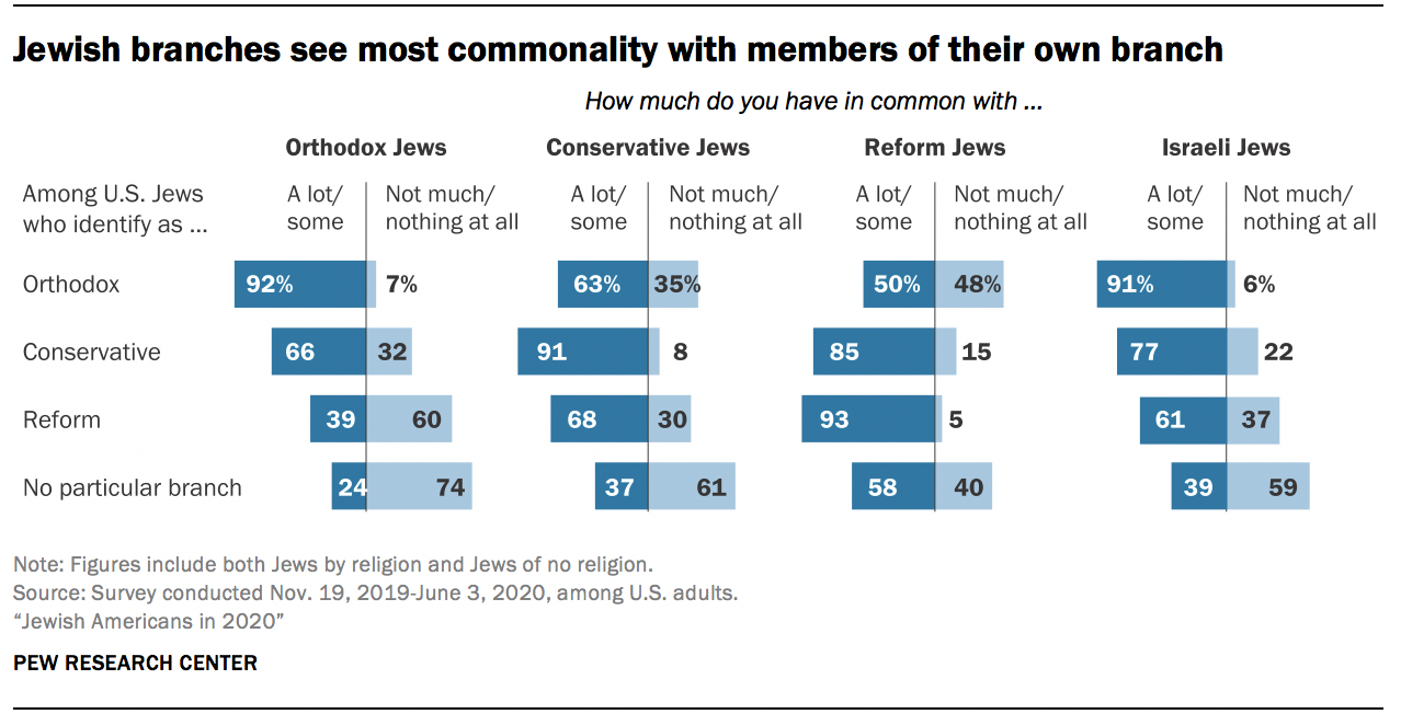 Jewish branches see most commonality with members of their own branch
