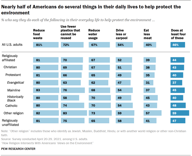 Chart shows Nearly half of Americans do several things in their daily lives to help protect the environment