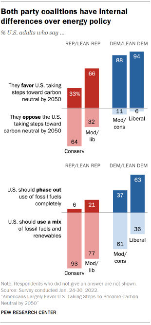 Chart shows both party coalitions have internal differences over energy policy