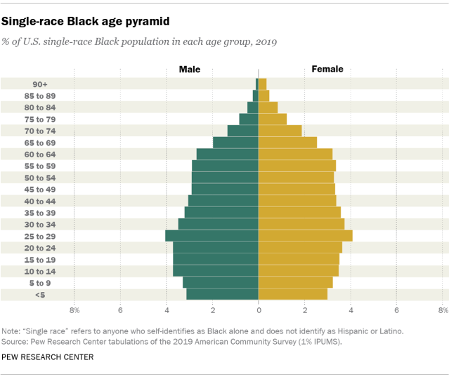 Chart showing the single-race Black age pyramid