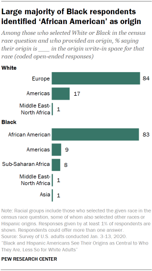 Large majority of Black respondents identified ‘African American’ as origin
