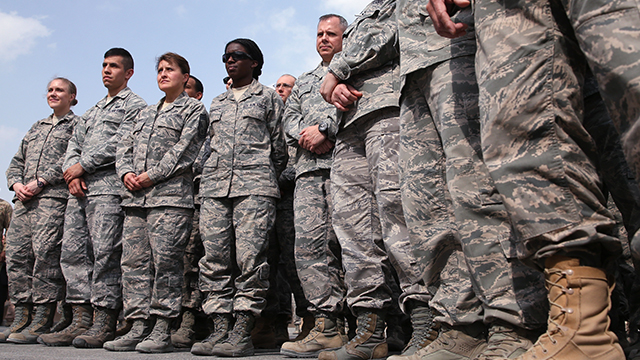 Troops assemble at Al Udeid Air Base in Qatar in December 2013. (Mark Wilson/Getty Images)