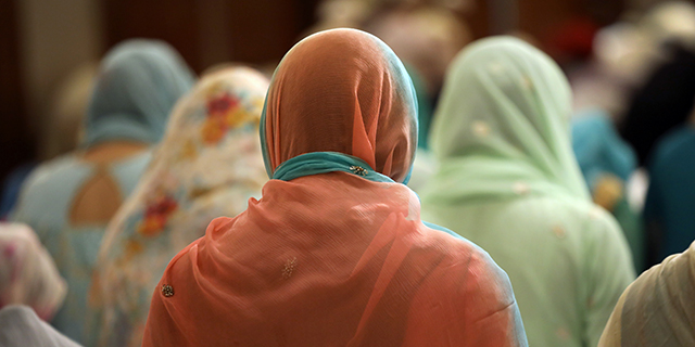 Muslim women attend a prayer service celebrating Eid al-Fitr, the end of the Ramadan month of prayer and fasting, on June 25 in Stamford, Connecticut. (John Moore/Getty Images)
