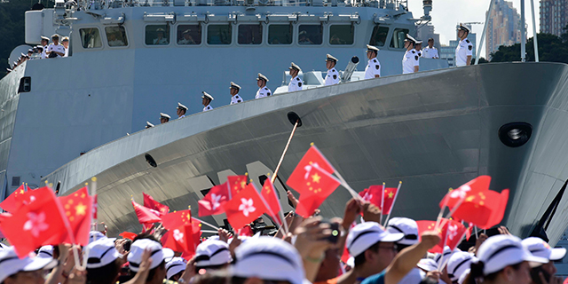 Many in Asia-Pacific countries say they are concerned about China's growing military power. Here, a farewell ceremony for the Chinese aircraft carrier Liaoning on July 11 in Hong Kong. (Xu Dongdong/VCG via Getty Images)