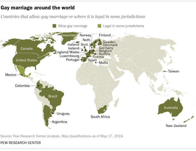 Gay marriage around the world 2019 (world map)