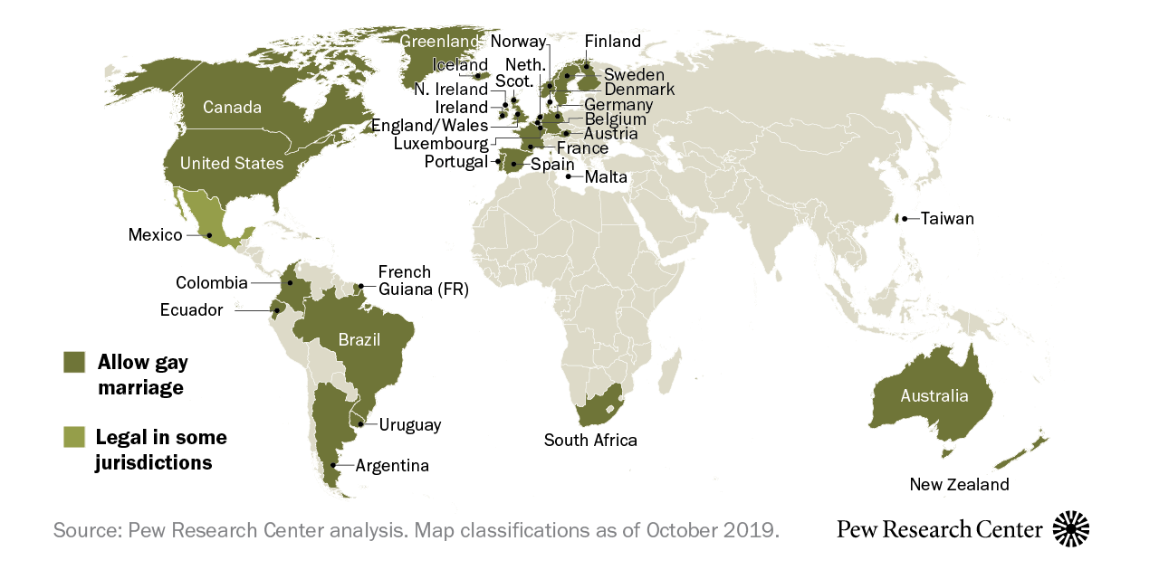 Where Is Marriage Legal Map A Global Snapshot Of Same-Sex Marriage | Pew Research Center