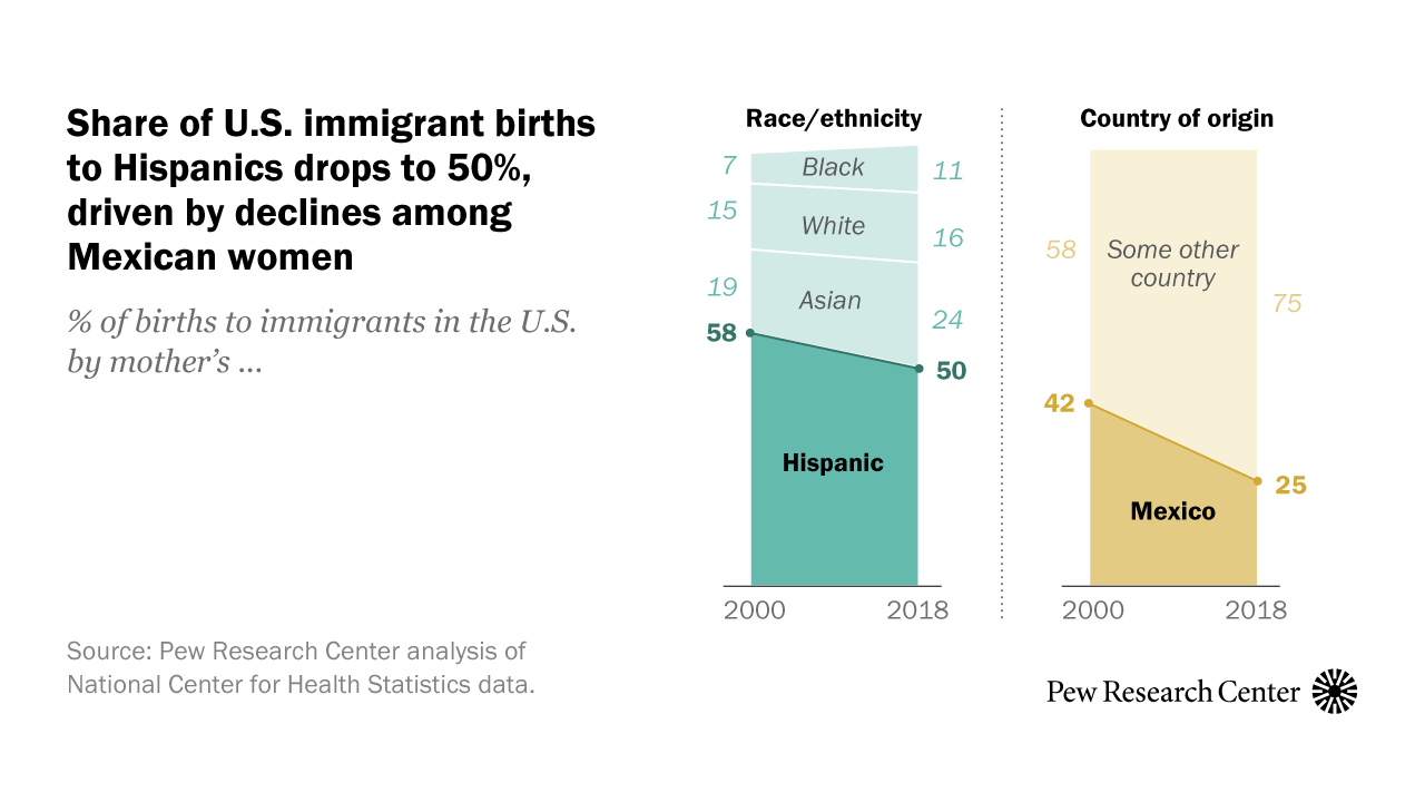 Share Of Us Immigrant Births To Hispanic Women Falls To 50 Pew