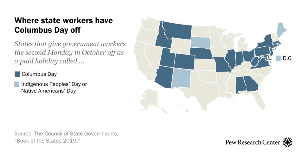 Working On Columbus Day It Depends On Where You Live Pew Research Center