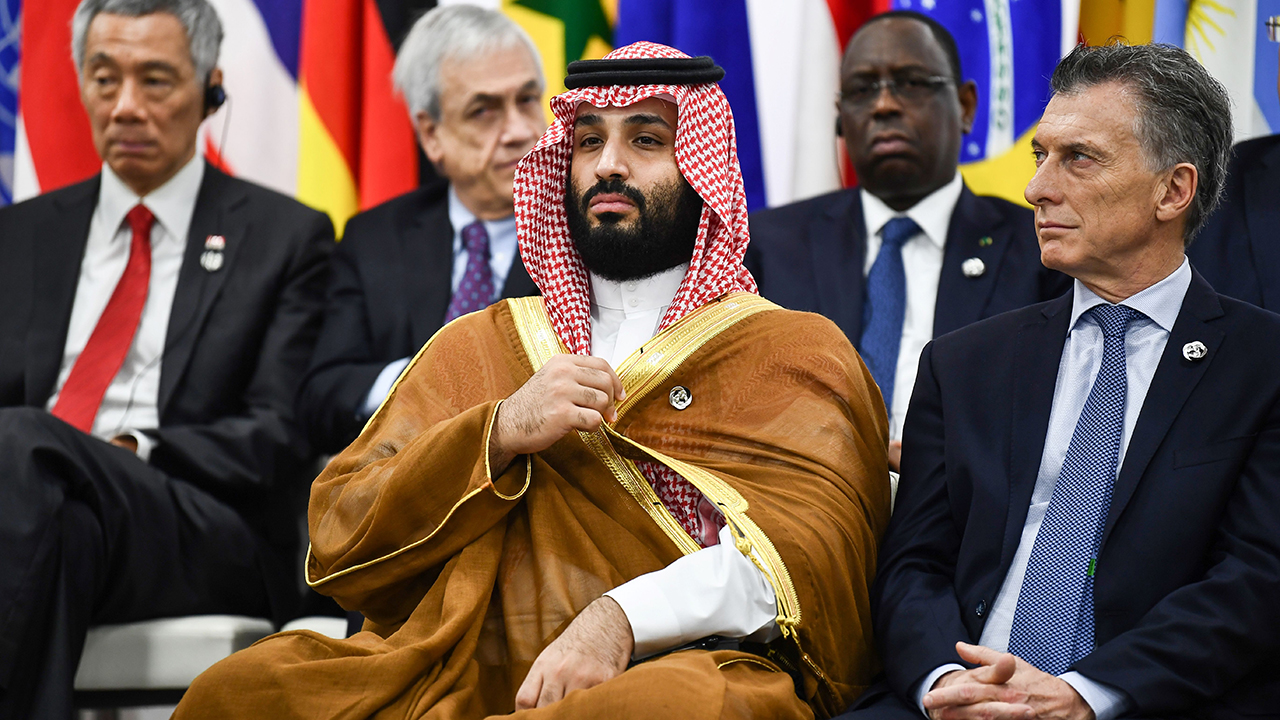 Saudi Arabia's Crown Prince Mohammed bin Salman (center) attends the G20 Summit in Osaka, Japan, on June 29, 2019. (Brendan Smialowski/AFP via Getty Images)