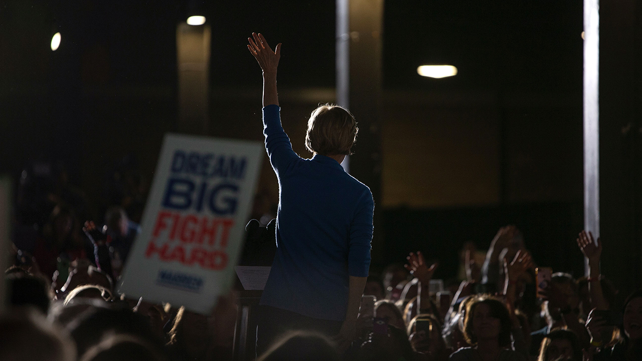 Elizabeth Warren at a rally in Detroit on Super Tuesday, March 3. (Seth Herald/APF/AFP via Getty Images)