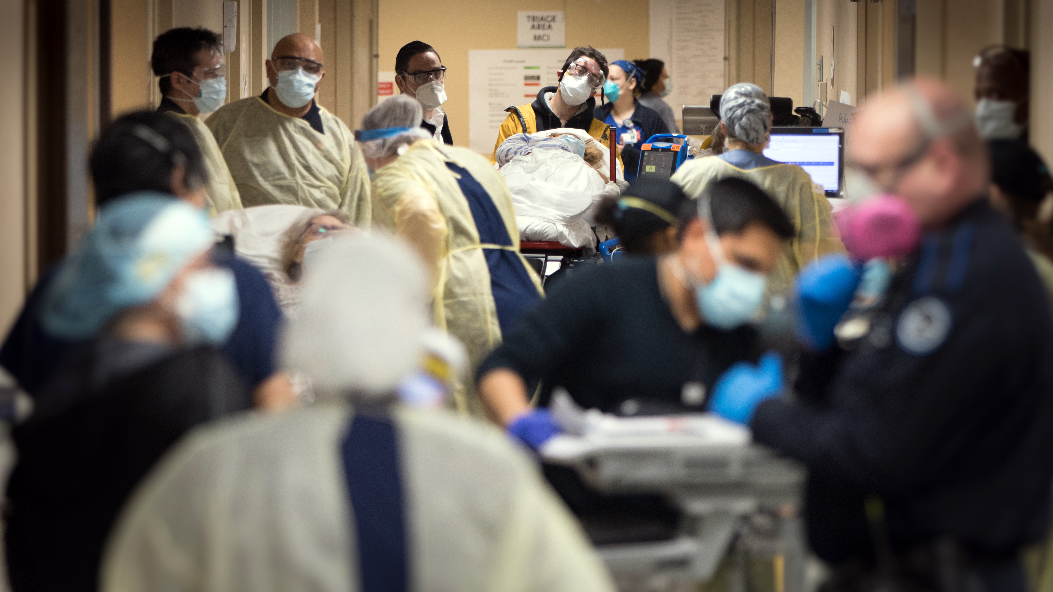 Doctors at Mount Sinai South Nassau hospital treat patients in Oceanside, New York, on April 13. (Jeffrey Basinger/Newsday via Getty Images)