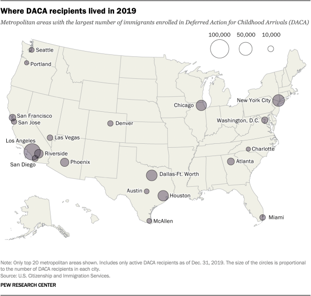 Where DACA recipients lived in 2019