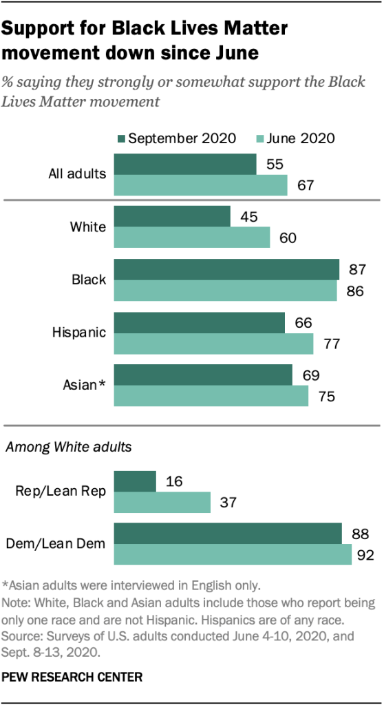 Americans' support of Black Lives Matter movement slips, Pew survey finds –  The Hill