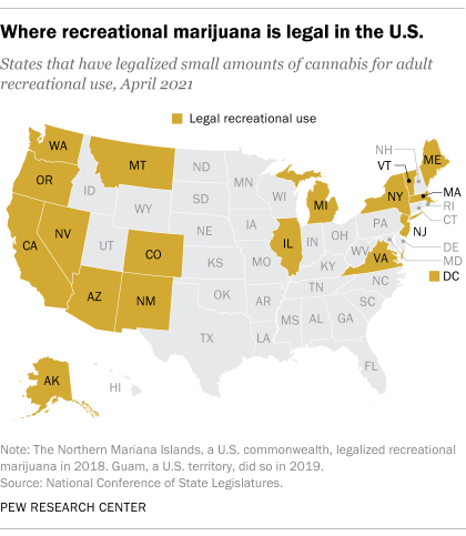 Where recreational marijuana is legal in the U.S.
