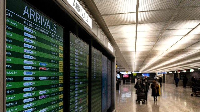 The international arrivals area at Dulles International Airport near Washington, D.C.