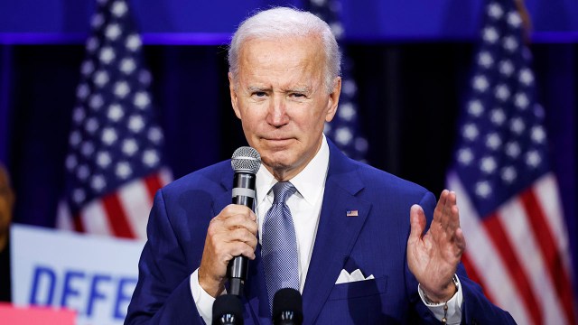 President Joe Biden speaks at a Democratic National Committee event at the Howard Theater in Washington, DC, on Oct. 18.