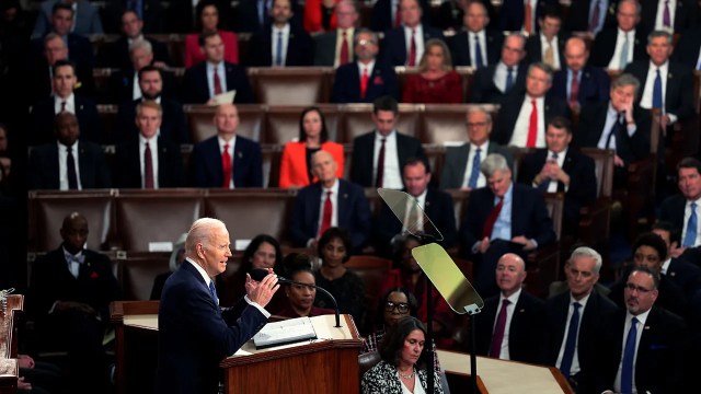 President Joe Biden delivered last year's State of the Union address before a joint session of Congress at the U.S. Capitol on Feb. 7, 2023. Ahead of this year's address, Americans are focused the economy, immigration and conflicts abroad. (Win McNamee/Getty Images)