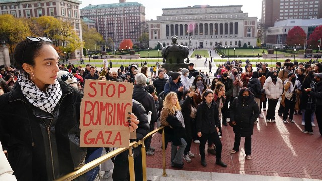 Pro-Palestinian demonstrators rally at Columbia University in New York City on Nov. 15, 2023. (Bryan R. Smith/AFP via Getty Images)