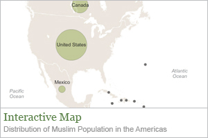 Map: Distribution of Muslim Population in the Americas Map: Distribution of Muslim Population in the Americas