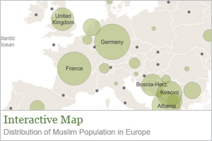 Map: Distribution of Muslim Population in Europe Map: Distribution of Muslim Population in Europe
