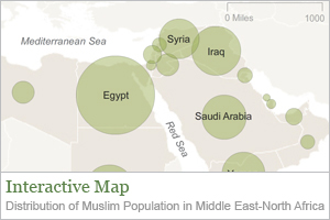 Map: Distribution of Muslim Population in Middle East-North Africa More Than a Third of the World's Shia Muslims Live in Iran