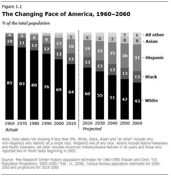 Chart of the changing U.S. racial/ethnic makeup
