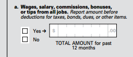 Census Bureau American Community Survey question on wages